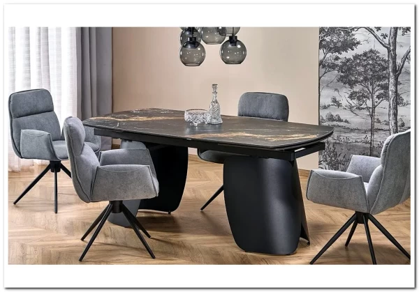 Стол обеденный Halmar FORUM 180 (черный мрамор/черный) заказать по цене 131 179 руб. в Уфе