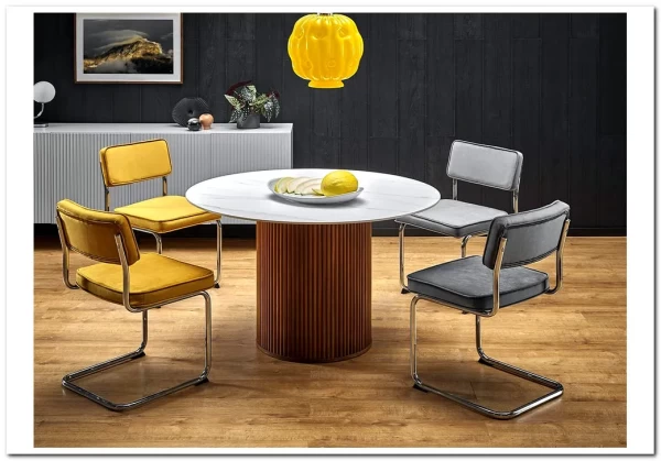 Стол обеденный Halmar BRUNO (белый мрамор/ореховый) заказать по цене 71 718 руб. в Уфе Стол обеденный Halmar BRUNO (белый мрамор/ореховый) заказать по цене 71 718 руб. в Уфе