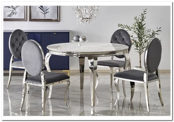 Стол обеденный Halmar REGINALD 120 (белый мрамор/серебряный) заказать по цене 60 018 руб. в Уфе