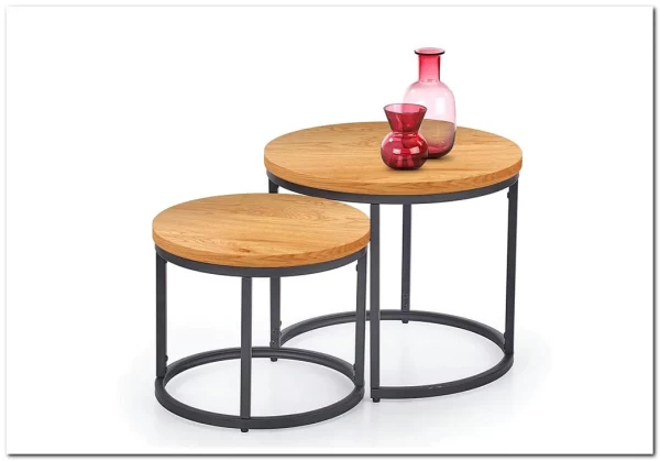 Комплект Halmar OREO 2 стола журнальных (дуб золотой/черный) заказать по цене 14 926 руб. в Уфе Комплект Halmar OREO 2 стола журнальных (дуб золотой/черный) заказать по цене 14 926 руб. в Уфе