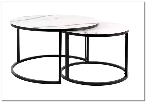 Комплект Signal ATLANTA C, 2 стола журнальных (эффект белого мрамора/черный мат) заказать по цене 28 333 руб. в Уфе