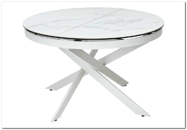 Стол TRENTO 120 HIGH GLOSS STATUARIO Белый мрамор глянцевый, керамика/ белый каркас заказать по цене 73 620 руб. в Уфе