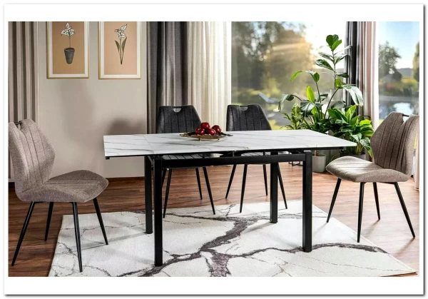 Стол обеденный Signal GD017 110 раскладной (белый мрамор/черный мат) заказать по цене 30 122 руб. в Уфе