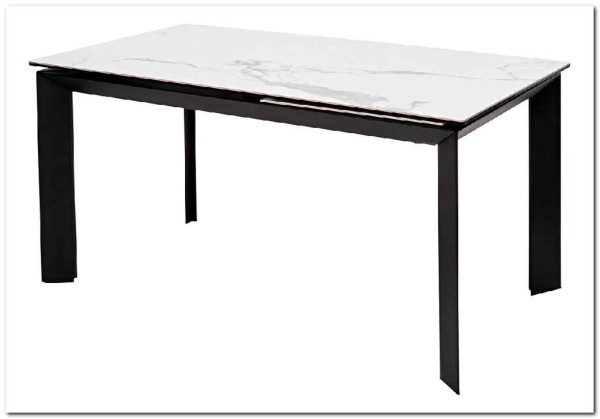 Стол CREMONA 140 HIGH GLOSS STATUARIO Белый мрамор глянцевый керамика/ черный каркас заказать по цене 74 610 руб. в Уфе