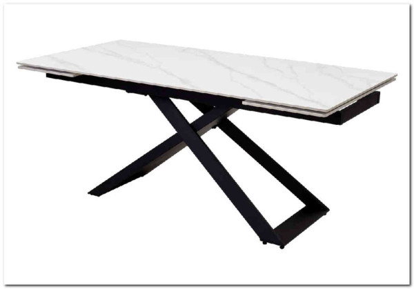 Стол LIVORNO 180 MATT WHITE MARBLE SOLID CERAMIC / BLACK заказать по цене 88 950 руб. в Уфе