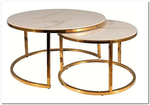 Комплект Signal PORTAFINO A, 2 стола журнальных (белый/золотой) заказать по цене 33 551 руб. в Уфе