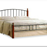 Купить Кровать AT-915 дерево гевея/металл 160*200 (Queen bed), красный дуб/черный с доставкой по России по цене производителя можно в магазине Другая Мебель в Уфе