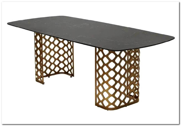 Стол CHIAVARI 220 KL-116 Черный мрамор матовый, итальянская керамика / бронзовый, DISAUR заказать по цене 96 480 руб. в Уфе