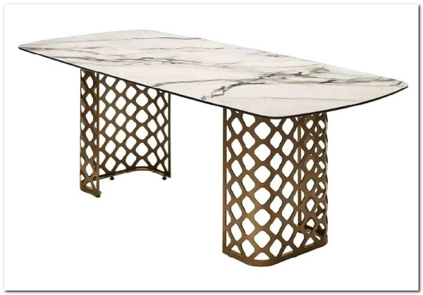 Стол CHIAVARI 220 KL-188 Контрастный мрамор матовый, итальянская керамика / Шампань, DISAUR заказать по цене 96 480 руб. в Уфе