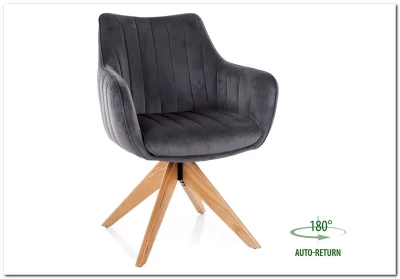 Стул кухонный Signal AZALIA D Velvet Bluvel 14 поворотный (серый/дуб)
