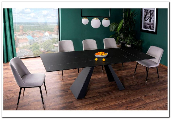 Стол обеденный Signal SALVADORE Ceramic 160 раскладной (черный Sahara Noir/черный мат) заказать по цене 136 583 руб. в Уфе