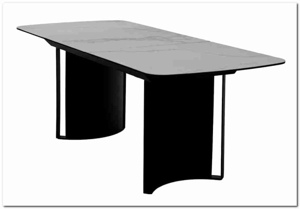 Стол RASMUS 160 TL-45 Белый мрамор, испанская керамика / черный каркас, DISAUR заказать по цене 95 250 руб. в Уфе