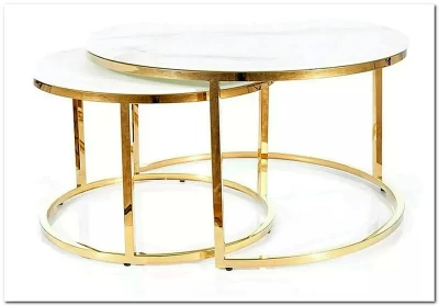 Комплект Signal MUSE, 2 стола журнальных эффект белого мрамора/золотой