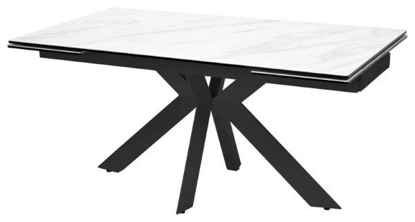 Стол BELLUNO 160 MARBLES KL-99 Белый мрамор матовый, итальянская керамика/ черный каркас заказать по цене 124 150 руб. в Уфе