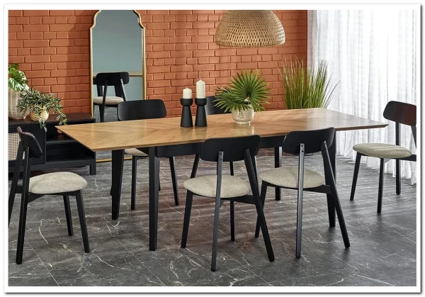 Стол обеденный Halmar EDMONDO 160 раскладной (дуб/черный) заказать по цене 106 678 руб. в Уфе