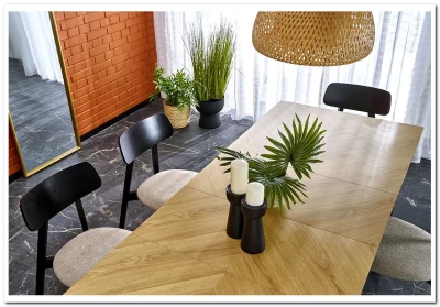 Стол обеденный Halmar EDMONDO 160 раскладной (дуб/черный)