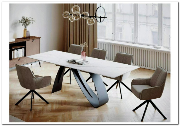 Стол обеденный Signal DIUNA Ceramic 160 раскладной (Statuario Venato белый/черный мат) заказать по цене 156 634 руб. в Уфе