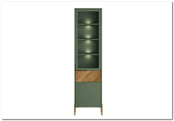 Витрина Siena REG1W1D1S дымчатый зеленый/дуб вотан BRW заказать по цене 28 950 руб. в Уфе