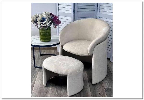 Кресло+оттоманка HUG AT5139-09 Св. бежевый, ткань/каркас металл в обивке AT5139-09 ®DISAUR заказать по цене 25 500 руб. в Уфе