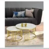 Комплект Halmar MERCURY 3, 2 стола журнальных (белый мрамор/золотой) заказать по цене 56 204 руб. в Уфе
