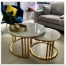 Комплект Halmar MERCURY 3, 2 стола журнальных (белый мрамор/золотой) заказать по цене 56 204 руб. в Уфе