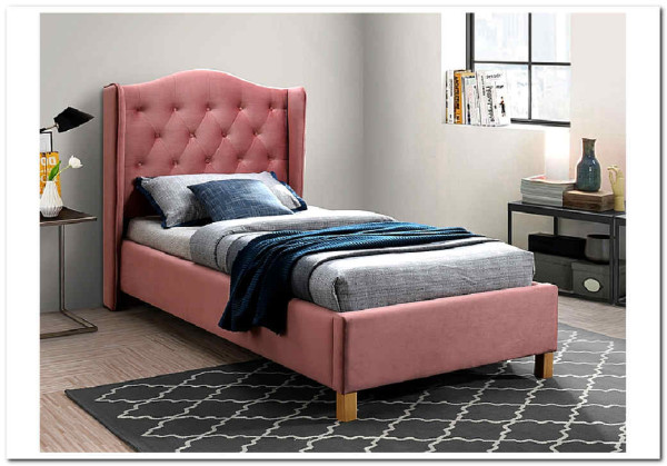 Кровать Signal ASPEN VELVET BLUVEL 52 (античный розовый/дуб) 90/200 заказать по цене 52 214 руб. в Уфе