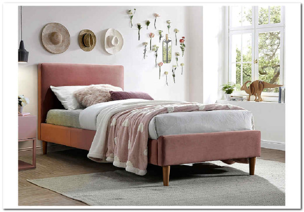 Кровать Signal ACOMA VELVET BLUVEL 52 (античный розовый/дуб) 90/200 заказать по цене 35 086 руб. в Уфе