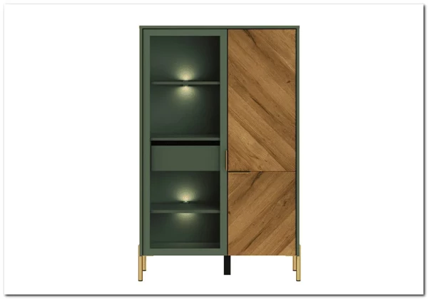 Витрина Siena REG1W1D/140 дымчатый зеленый/дуб вотан BRW заказать по цене 33 980 руб. в Уфе