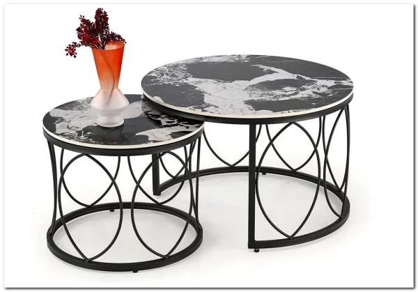 Комплект Halmar ALEXANDRA, 2 стола журнальных (черный мрамор/черный) заказать по цене 28 214 руб. в Уфе