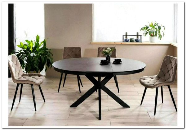 Стол обеденный Signal PORTO Ceramic 120 раскладной (темно-серый мрамор/черный мат) заказать по цене 135 701 руб. в Уфе