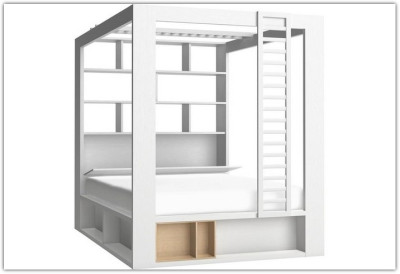 Кровать со шкафом библиотечным и балдахином с поднимаемым стеллажом 160x200 4You by VOX