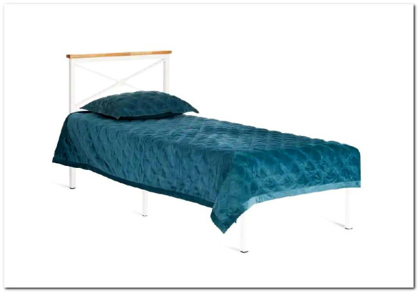 Купить Кровать Iris (mod.9311) дерево гевея/металл, 90*200 см (Single bed), Белый (White) с доставкой по России по цене производителя можно в магазине Другая Мебель в Уфе