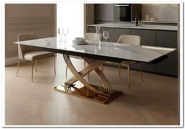 Стол обеденный Signal HERMES II 160 (эффект белого мрамора/золотой) заказать по цене 132 348 руб. в Уфе