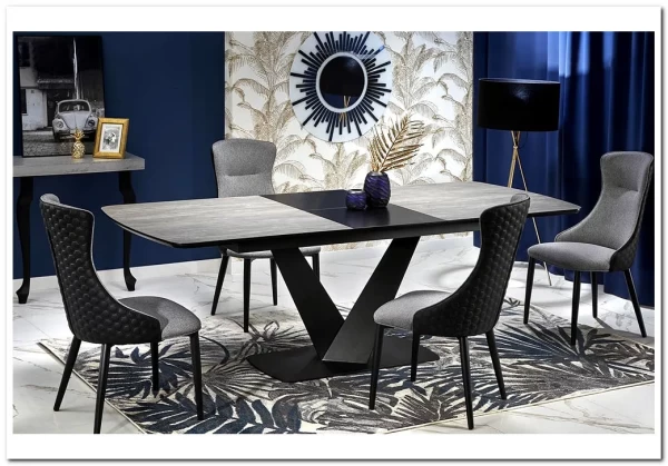 Стол обеденный Halmar VINSTON раскладной темно-серый/черный заказать по цене 108 669 руб. в Уфе