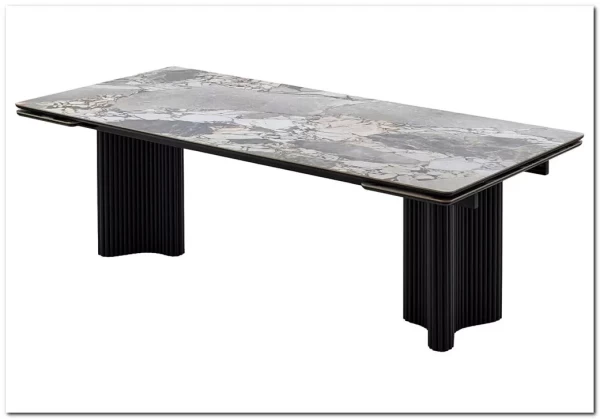 Стол АДАЖИО 240 (320) см MINERAL STONE NATURAL, керамика / Черный каркас заказать по цене 123 150 руб. в Уфе