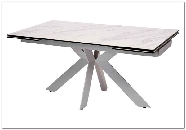 Стол BELLUNO 160 MARBLES KL-99 Белый мрамор матовый итальянская керамика/ белый каркас заказать по цене 99 320 руб. в Уфе