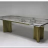 Стол АДАЖИО-2 240 (320) см ARCTIC OCEAN, керамика / Золотой каркас заказать по цене 123 150 руб. в Уфе