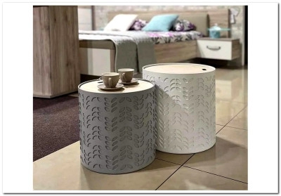 Комплект Halmar ALBA 2 стола журнальных (белый матовый и серый матовый)