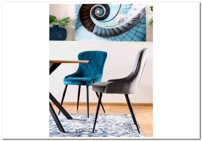 Стул кухонный LOTUS VELVET  Signal (бирюзовый/черный)